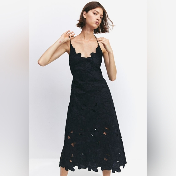 h&m black tie front dress